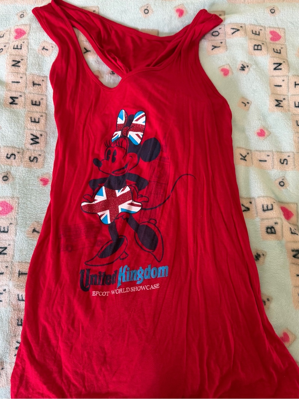 Disney Red Minnie Mouse United Kingdom Tank Top